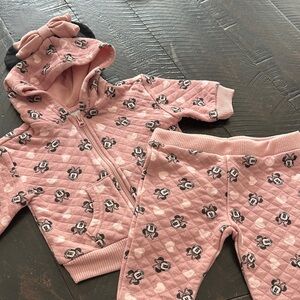 Disney Baby Minnie Mouse Matching Set: Pink Knit Fabric